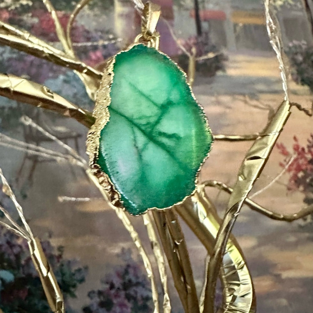 Natural Green Stone Crafted Pendant